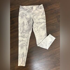 REEBOK prime lux bold leggings in gray and white. 3/4 length on me (I’m 5’8”).